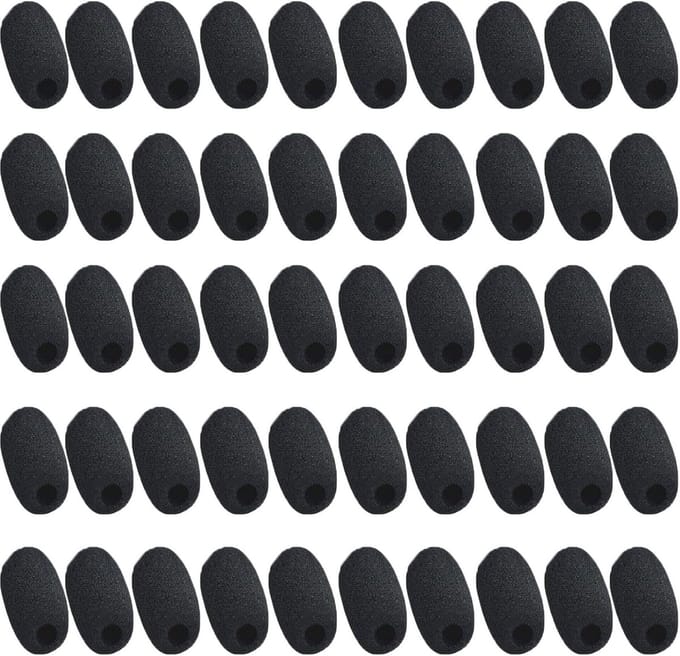 JCKD Pack of 50 Replacement Microphones, Windscreen, Microphone Foam, Sponge, Mini Microphone, Headset, Windscreen - ShopVlot