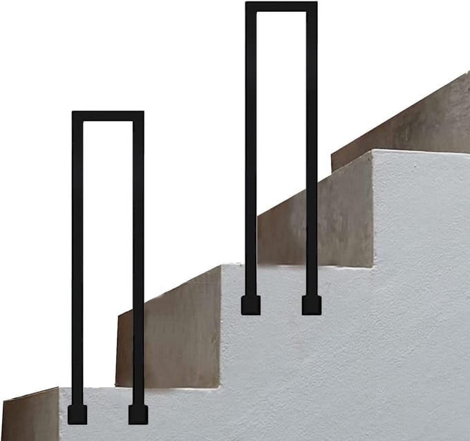 Metalen Buitenleuning - Steunleuning Hulprail - Veilig Traplopen - Smeedijzer Ontwerp - 35cm Lengte - Zwart
