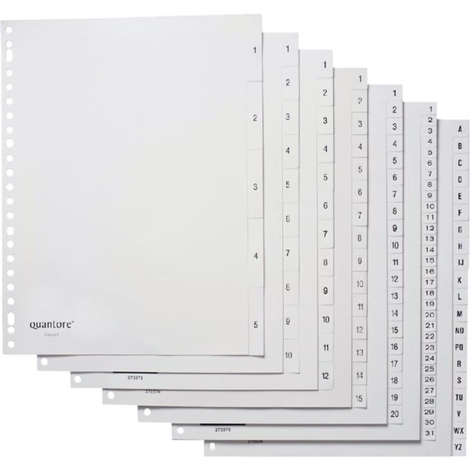 Quantore - Tabbladen - 23-gaats - 1-5 genummerd - Wit - PP