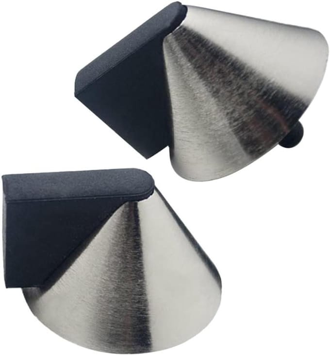 Deurstoppers - Deurvastzetters - Beschermen van muren - Met rubberen buffer - 15 x 15 x 15 cm - Zilver