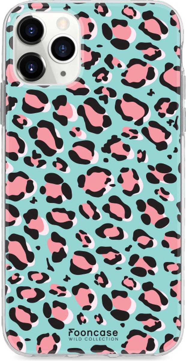 Fooncase Hoesje Geschikt voor iPhone 11 Pro - Shockproof Case - Back Cover / Soft Case - Luipaard / Leopard print / Blauw