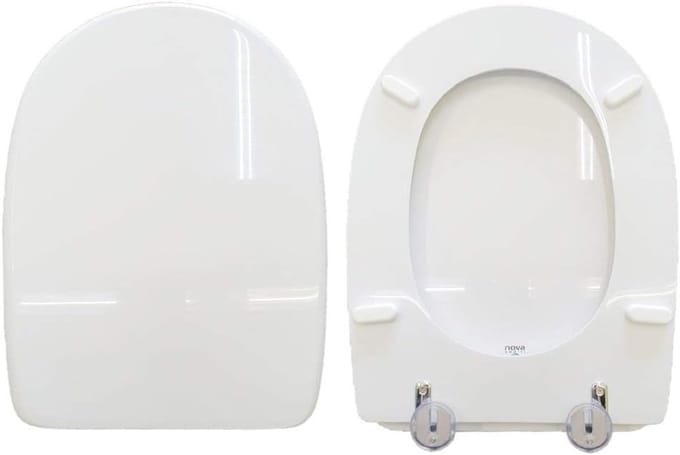 Toilet Seat - WC Deksel - Badkamer Opfrissen - Hout met Polyesterhars - D-Vorm - Wit
