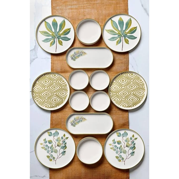 Asir - Dinerset - eetset - servies - 14-delig, Veelkleurig, 25 x 11 x 3,5 cm