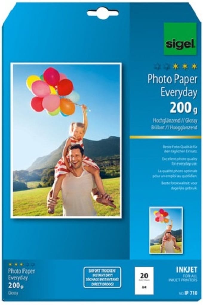 Sigel inkjet fotopapier Everyday plus A4 hoogglanzend 200 grams 20 vel