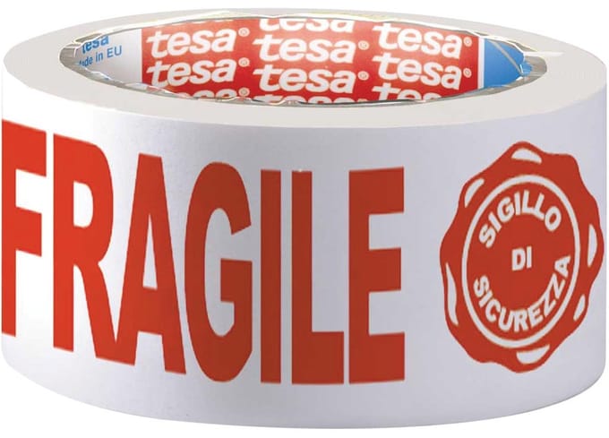 Tesa verpakkingsplakband: FRAGILE | ft 50 mm x 66 m