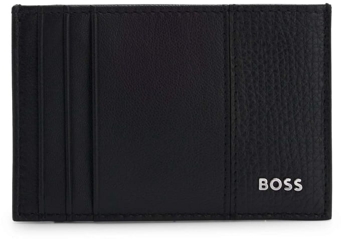 BOSS Leren kaarthouder New Crosstown Card Wallet Black zwart