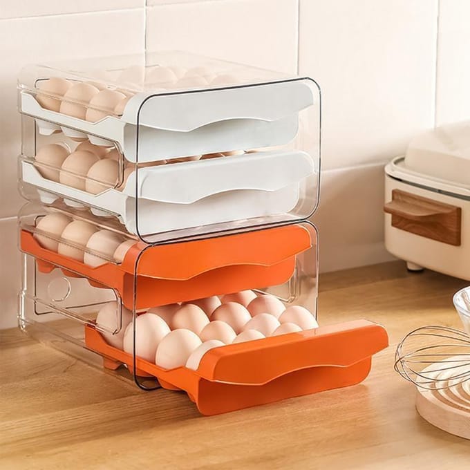 Koelkast Eieropbergdoos Ladetype Stapelbaar Doorzichtig Plastic Eieropbergdoos grijs