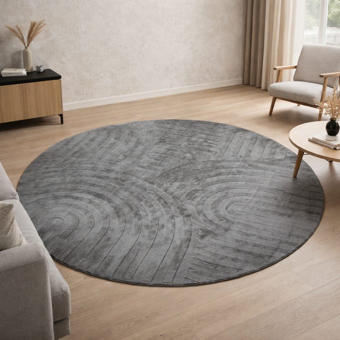 Milton & Oldbrook Vloerkleed Ø 200 cm Trani Grijs