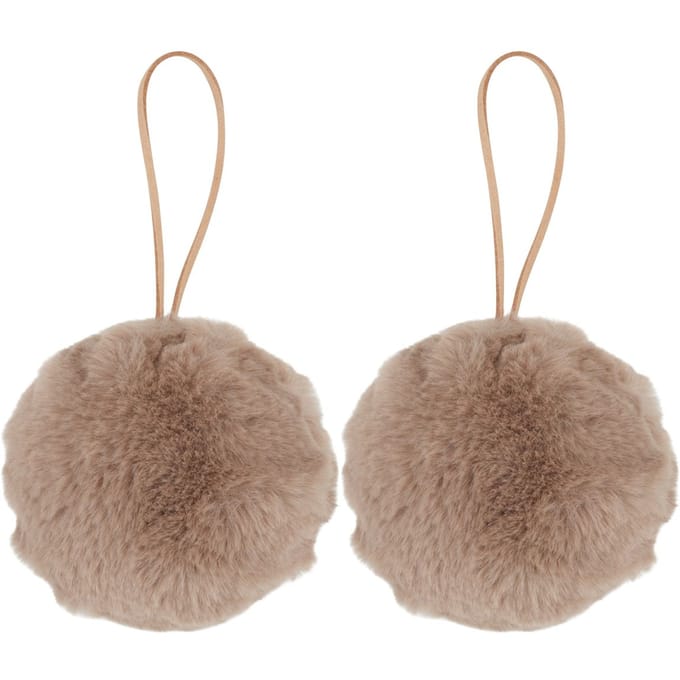 Pluche bal "Filis", ca. Ø 9 cm, 2 stuks - Taupe