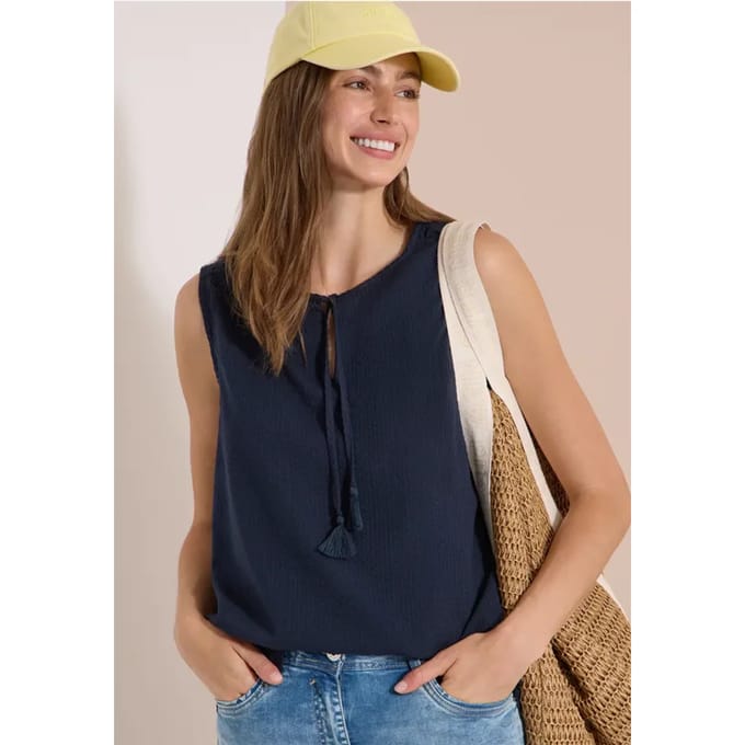 Blouse met split in de hals en bandjes