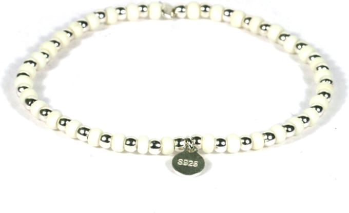 Heaven Eleven - Dames - armband - 925 - zilver - creme - 2mm - 16,75cm