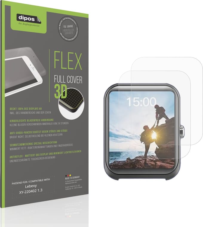dipos FLEX – 2x Matte Screenprotector geschikt voor Lebexy XY-220402 1.3 | Volledige Schermbescherming | Case-Friendly