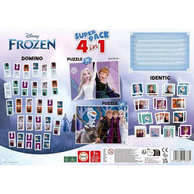 EDUCA - puzzel + educatief spel - Superpack 4 in 1 Frozen