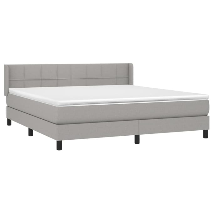 vidaXL - Boxspring - met - matras - stof - lichtgrijs - 180x200 - cm