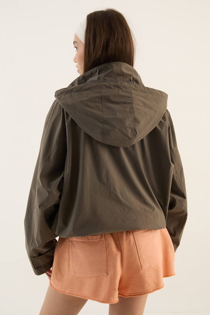 Dames Dsgn Studio Trechterkraag Capuchon Waterdichte Windjack | Paddestoel | Maat: 3XL