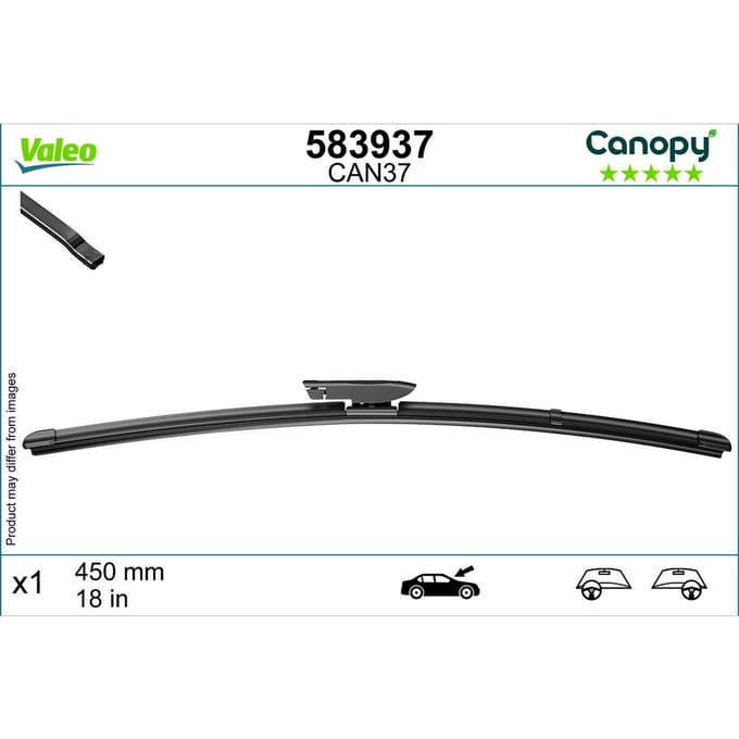 Wisserblad VALEO Canopy 583937, 450mm, Voor, 1 Stuk