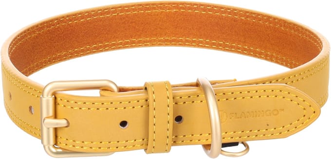 Flamingo - Hond Halsband Virginia Geel L 43-53cm 25mm