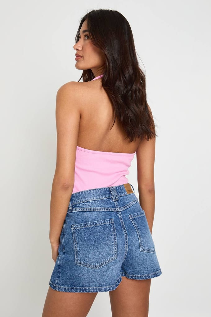 boohoo Dames Denim Skort | Medium Gebleekt | Maat: 36