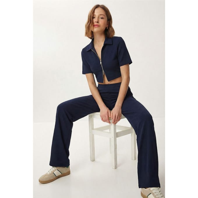 Hoge Taille Wijde Pantalon & Jas Co-ord Set