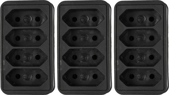 Benson Stopcontact splitter - 3x - quattro - zwart - voor 4 platte stekkers - verdeelstekkers