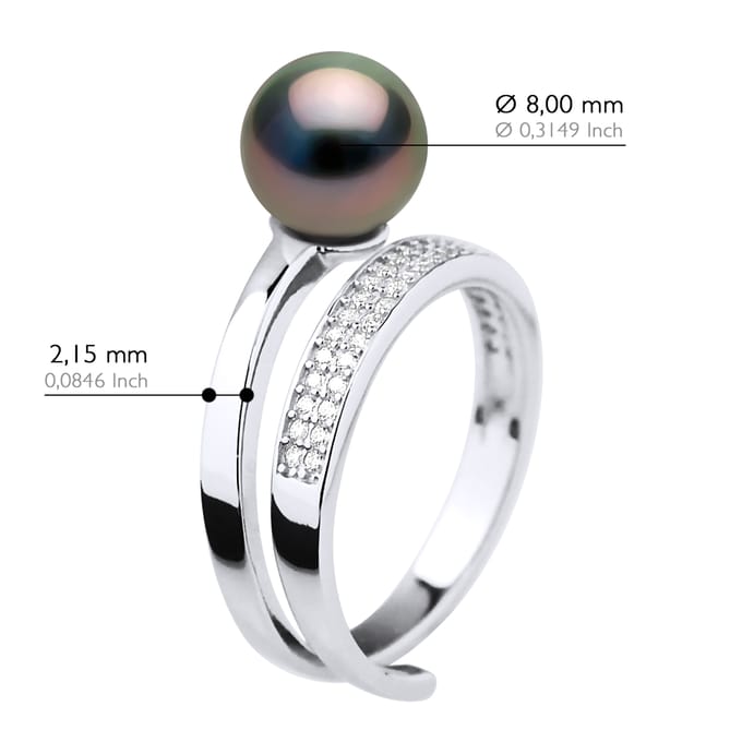 Ring Sieraden - Echte Gecultiveerde Tahiti Parel Rond 8-9 mm
