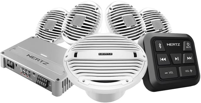 Hertz Marine complete 12V Audio Kit - HMRBT HEX6.5 HMS10 V5C - witte uitvoering