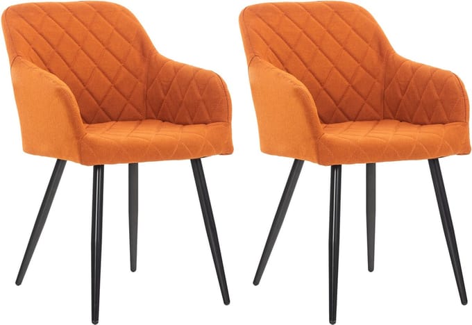 CLP Shila Set van 2 eetkamerstoelen - oranje Stof