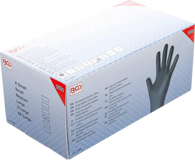 BGS Wegwerphandschoenen-box - nitril - extra grip - maat L - 100 stuks