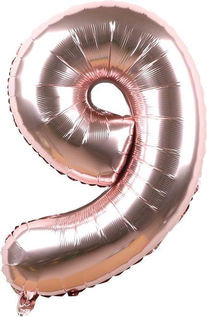 New Age Devi - Cijferballon 9 in Rose-goud 16 inch - 40 cm