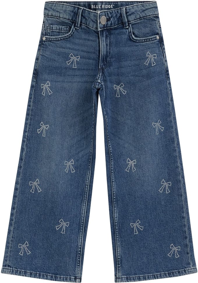 WE Fashion Meisjes wide leg jeans met strass stenen