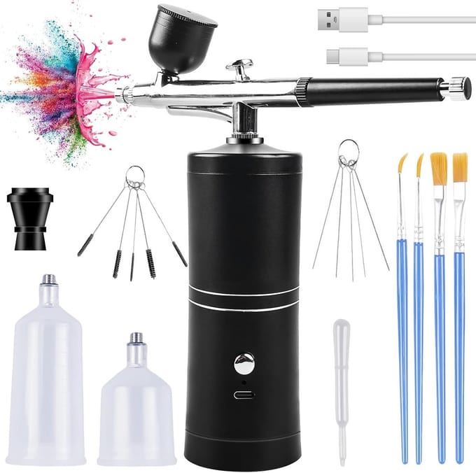 Allecto - Draadloze Airbrush Set met Compressor - Oplaadbare Handheld