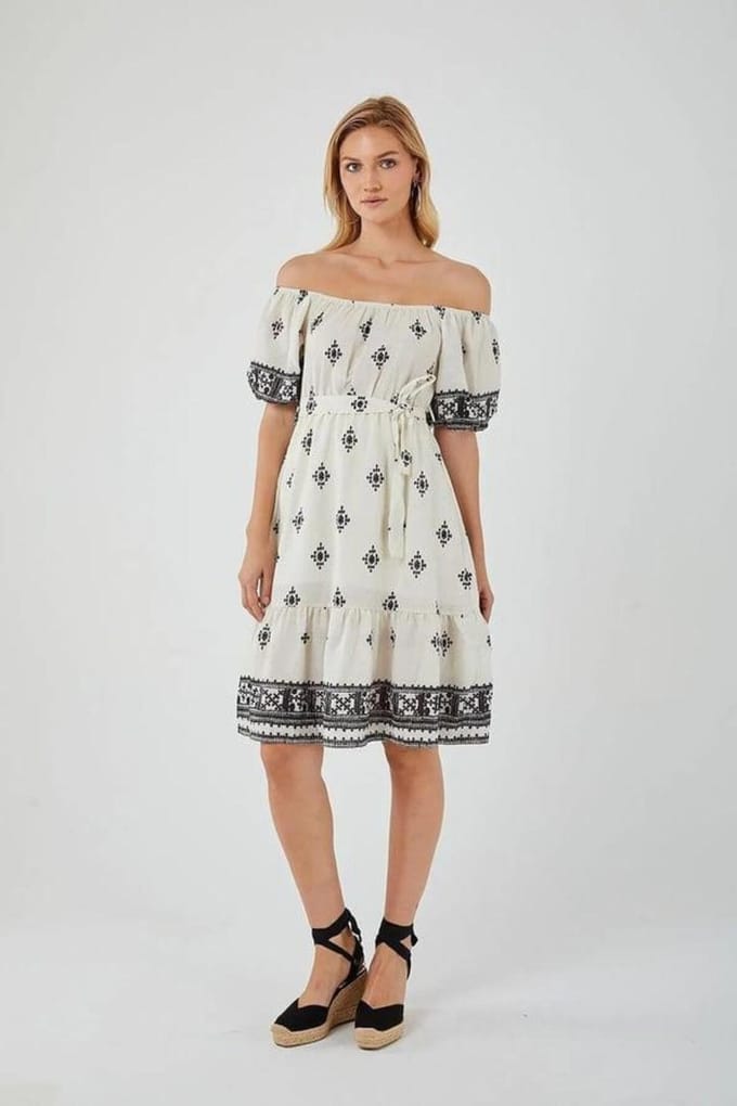 Bloemige Off Shoulder Midi jurk