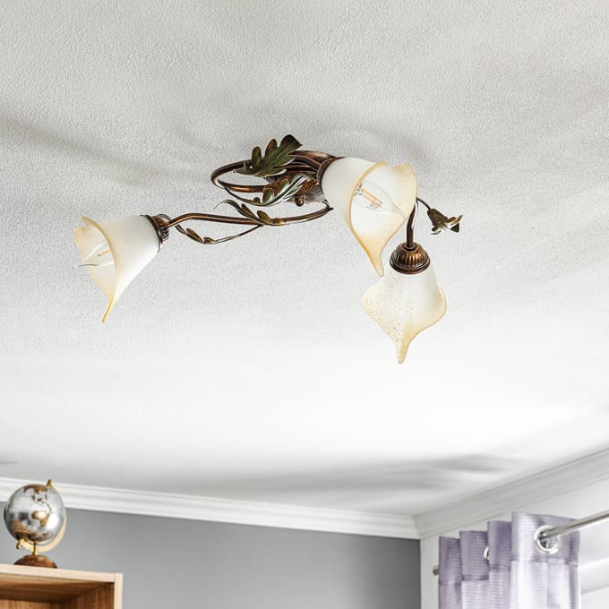 ONLI Plafondlamp Quercia 3-lamps crème/brons/groen