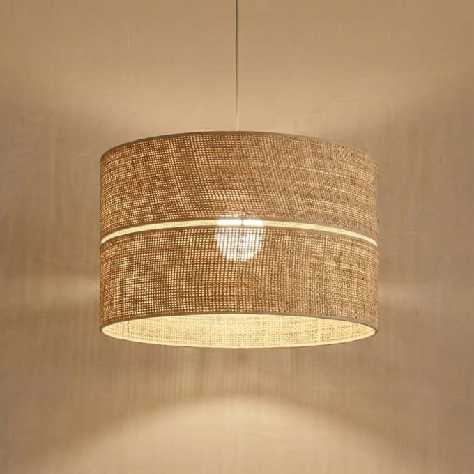 TK Lighting Hanglamp Calma, 1-lamp, beige, raffia, Ø 50 cm, E27