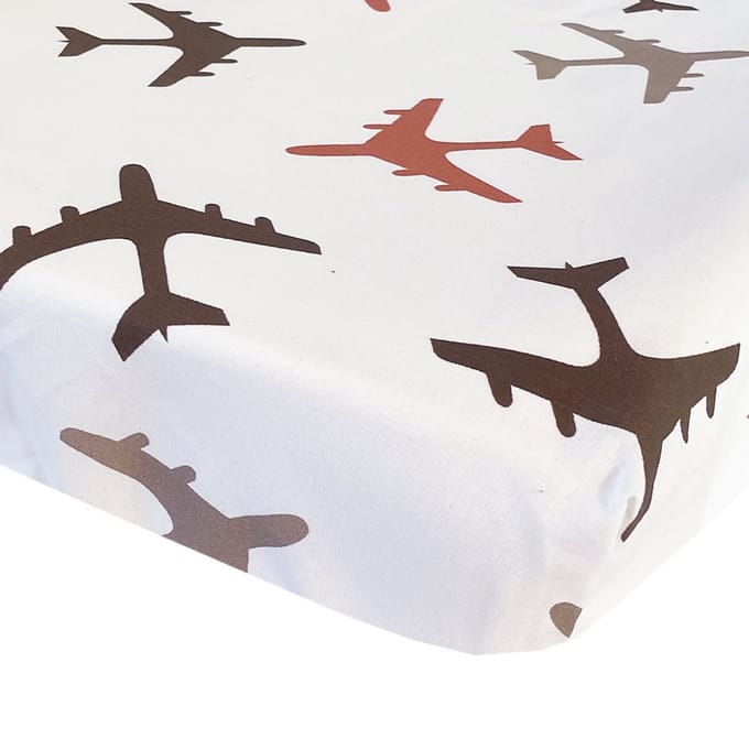 BINK Bedding Hoeslaken Planes Choco 1 persoonsbed 90 x 200 cm