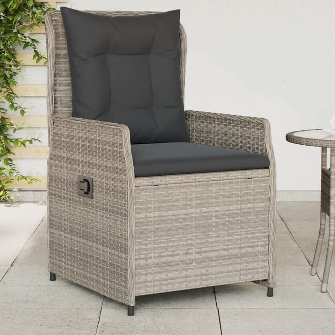 vidaXL - Tuinstoelen - 2 - st - verstelbaar - poly - rattan - lichtgrijs