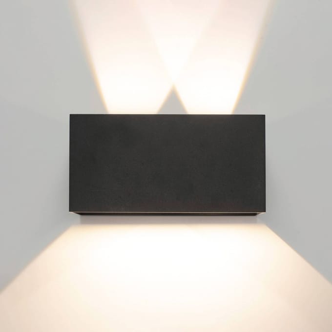 Mantra Iluminación Buitenwandlamp Davos dubbel, grijs, dimbaar, aluminium