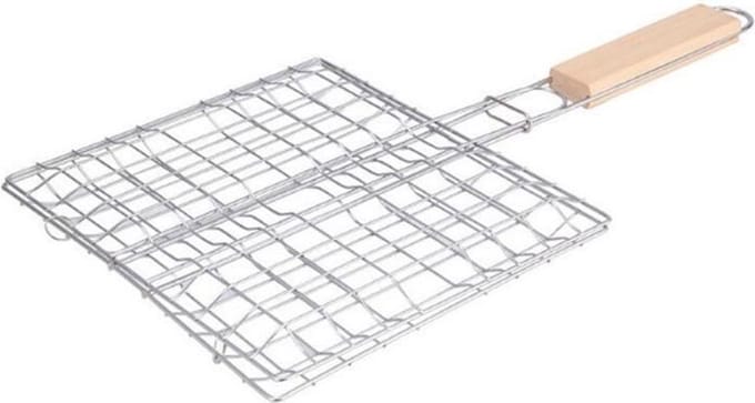 Krumble Hamburger Klem - met houten handgreep - RVS en hout