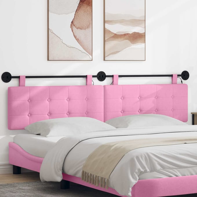 vidaXL - Hangend - hoofdbord - Met - LED-verlichting - Roze - Stof