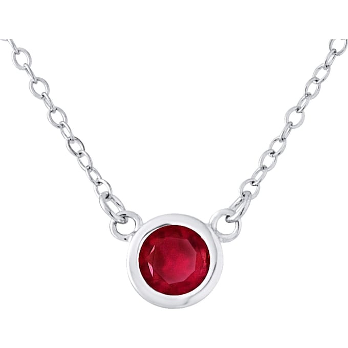 Solitaire ketting - Red Passion Zirkoniumoxide Serti Clos - Silver 925