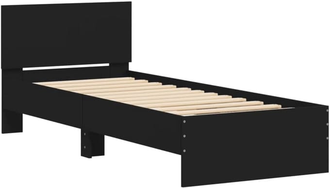 Bedframe met hoofdeinde - Kastbed frame - Rustgevende slaap - Sterk en stabiel - 90x200 cm - Zwart