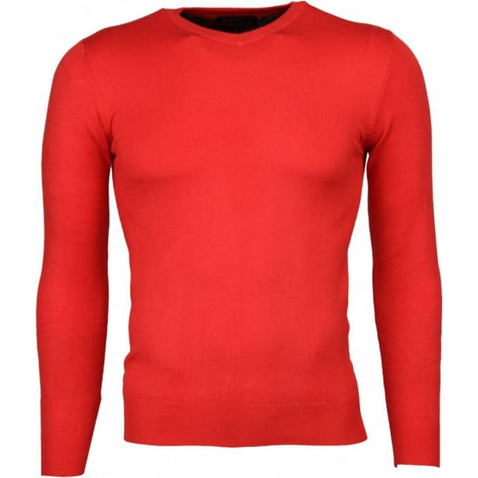 Casual Trui - Exclusive Blanco V-Hals - Rood