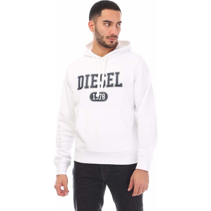 Heren Diesel S-Ginn 1-B Hoodie in Wit