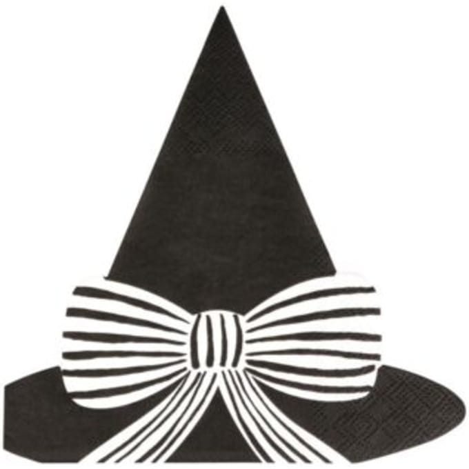 Meri meri halloween servetten heksenhoed - zwart/wit gestreepte strik
