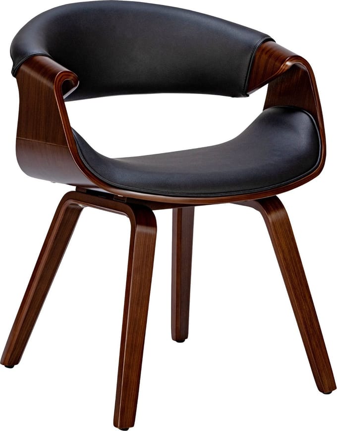 CLP Foley Eetkamerstoel - Met armleuning - Houten frame - walnoot/zwart Kunstleer