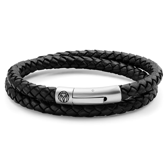 Collins 6 mm Zwarte Leren Wikkelarmband