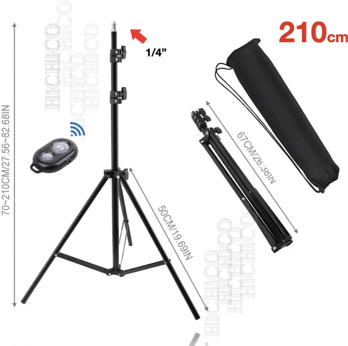 HiCHi® Telefoon Statief - Camerastatief - Tripod smartphone - Statief – Standaard - Tripod 210cm met Draagtas