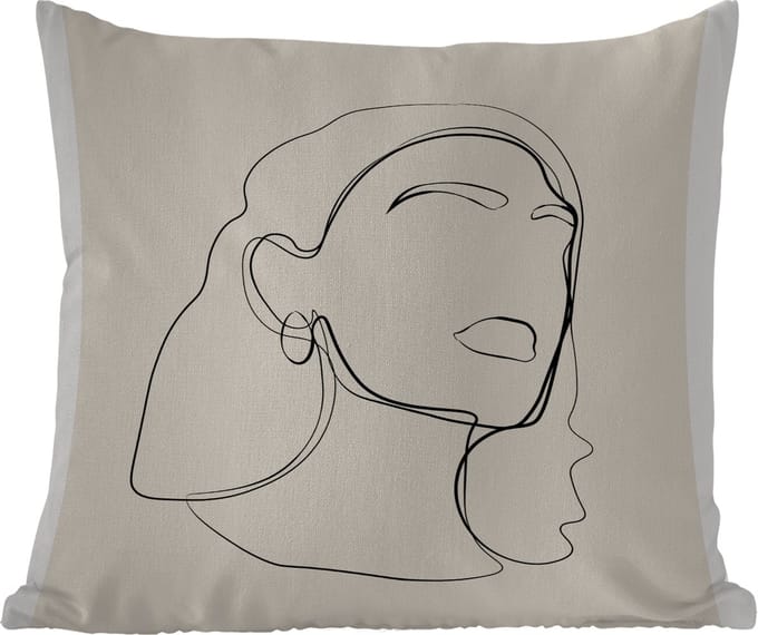 Buitenkussen Weerbestendig - Vrouwen - Line art - Tekst - Quotes - 50x50 cm