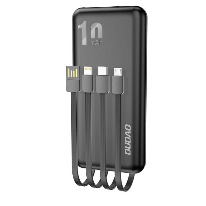 Dudao K6Pro Universal 10000mAh Power Bank with USB Cable USB Type C Lightning white (K6Pro-white) - 10000 mAh