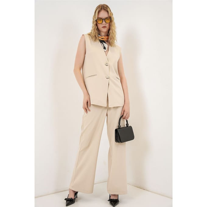 Lange V-hals Geknoopte Slimfit Wayecoat